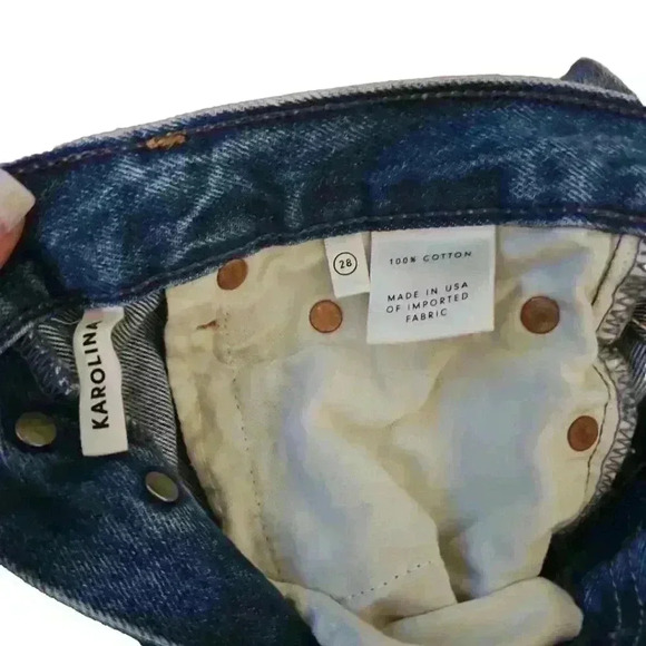 GRLFRND Womens Medium Wash High Rise Distressed Designer Straight Crop Jean 28 - Picture 9 of 13